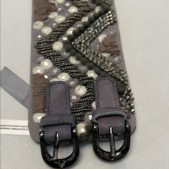 FREE PEOPLE BOHO LEATHER FULL OF DREAMS GRAY WAIST BELT - Picture 11 of 16